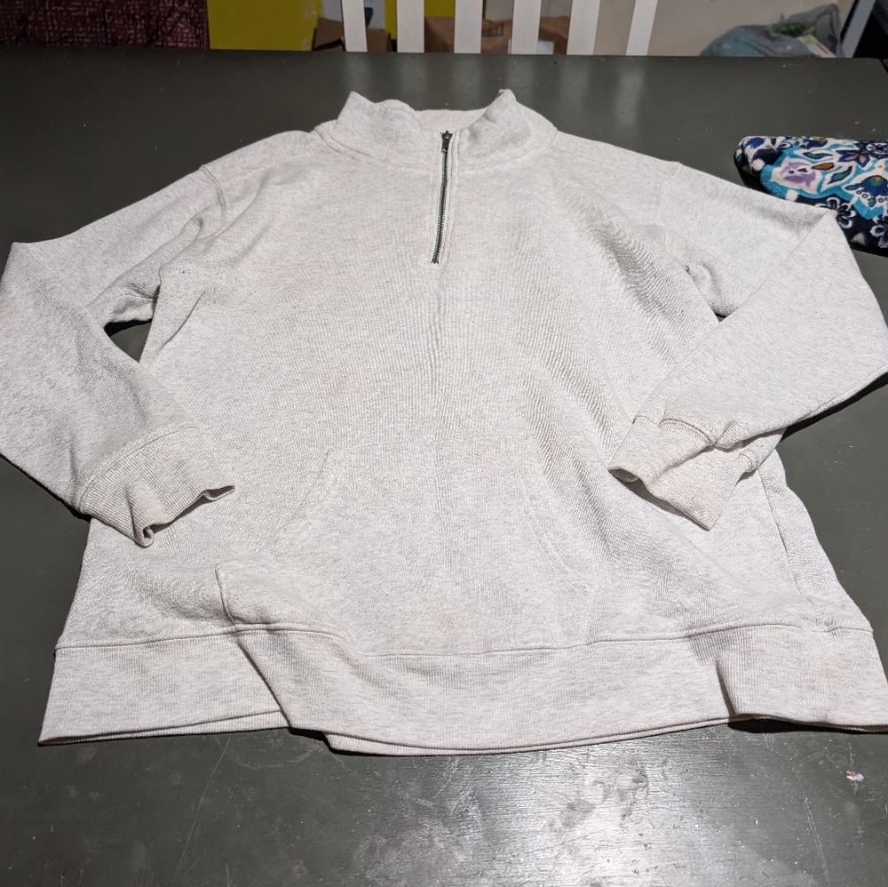 Ocean Drive Light Gray Zip-Up Sweater Size L NWOT
